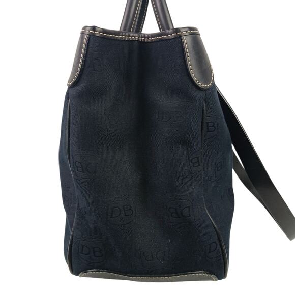 Dooney & Bourke Black Signature Canvas Leather Convertible Top Handle Crossbody - Picture 4 of 7